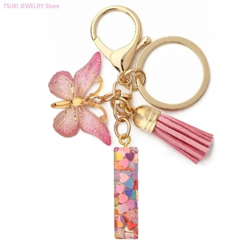 Butterfly Letter Keychain Tassel Design Vibrant Durable Lightweight Gift