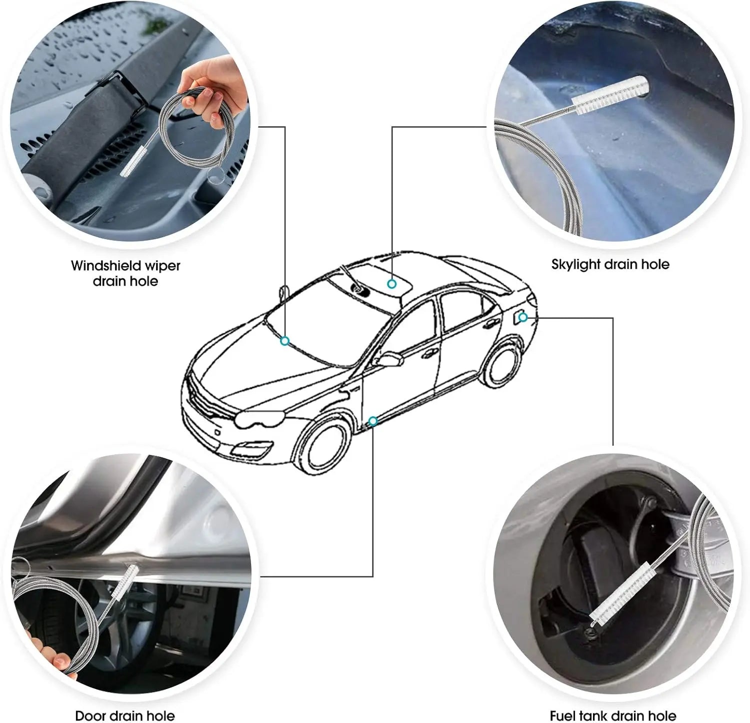 Car Drain Dredge Cleaning Scrub Brush