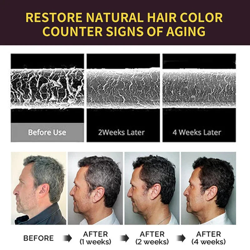 Black Hair Dye Shampoo Instant 3 in 1 +100% Grey Coverage - Herbal Ingredients