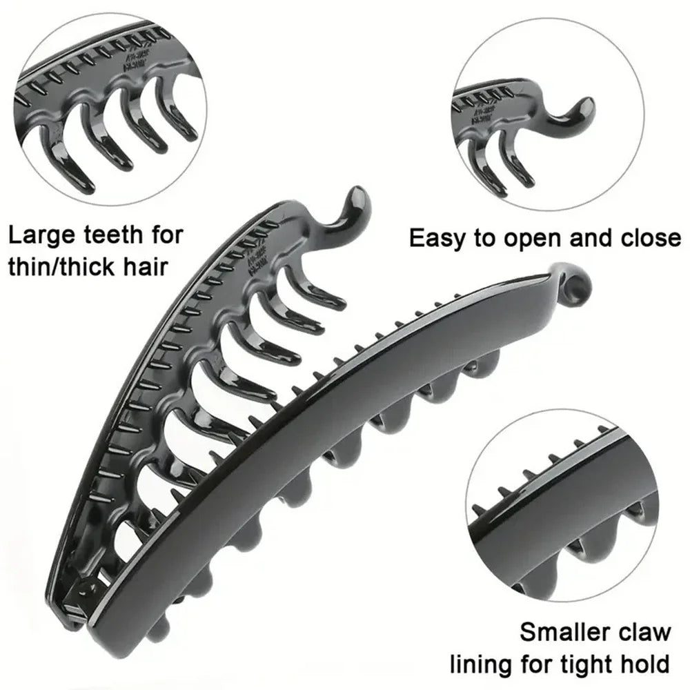 (2 PCS) Large Banana Hair Clips Non-slip Ponytail Holder Clip for Women and Girls