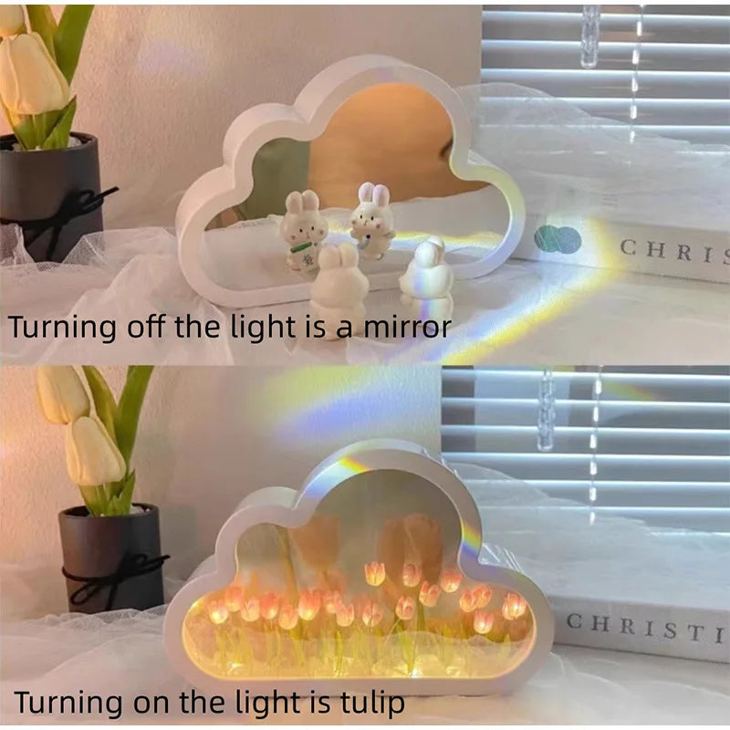 Beautiful Cloud Tulip Mirror Lamp Romantic Valentine's Day Gift