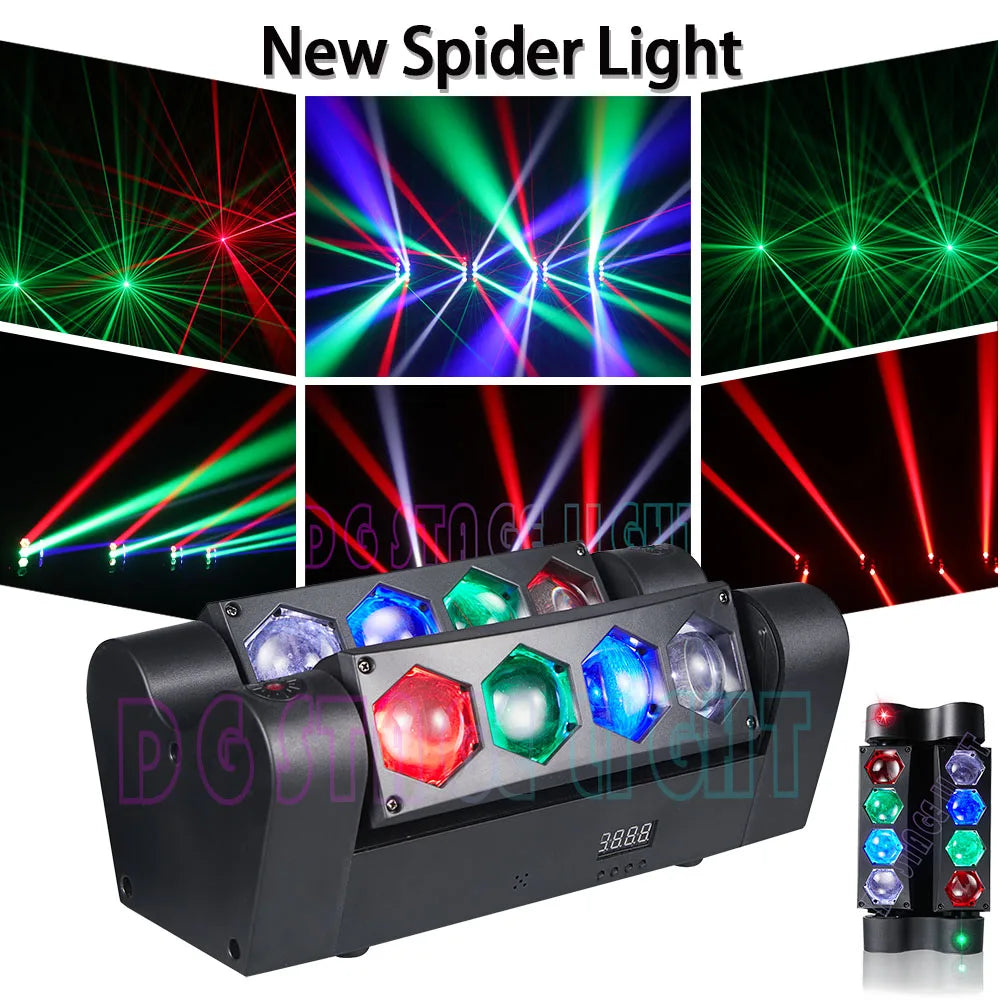 8 Beam Stage Lights with Sound Activated and DMX Moving Head