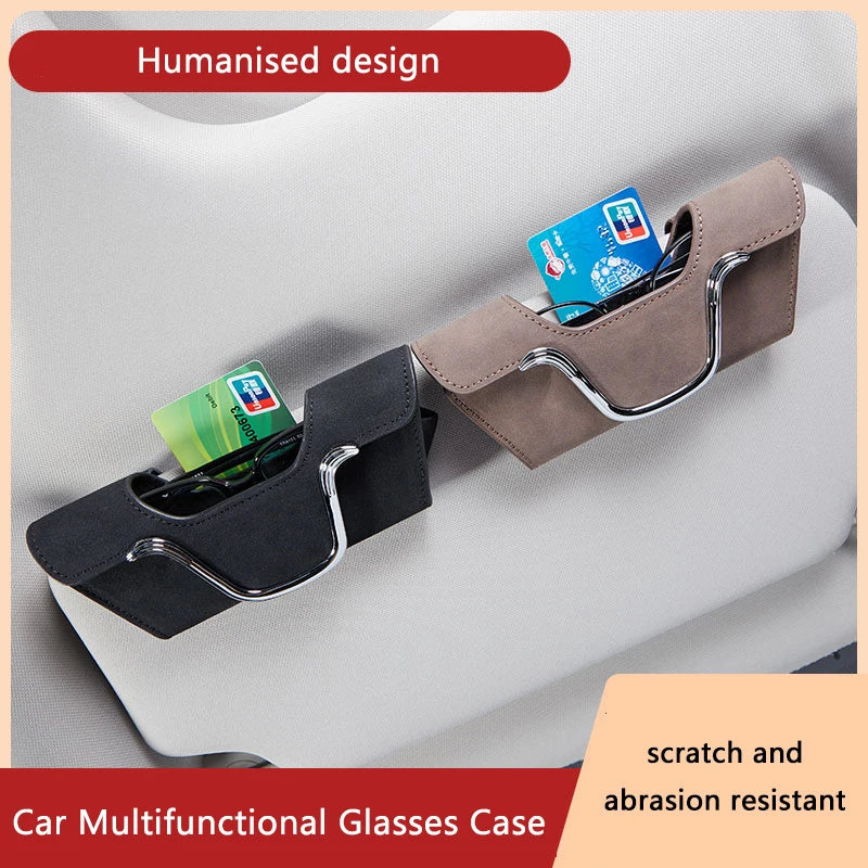 Car Multi-Functional High-Grade Leather Glasses Holder