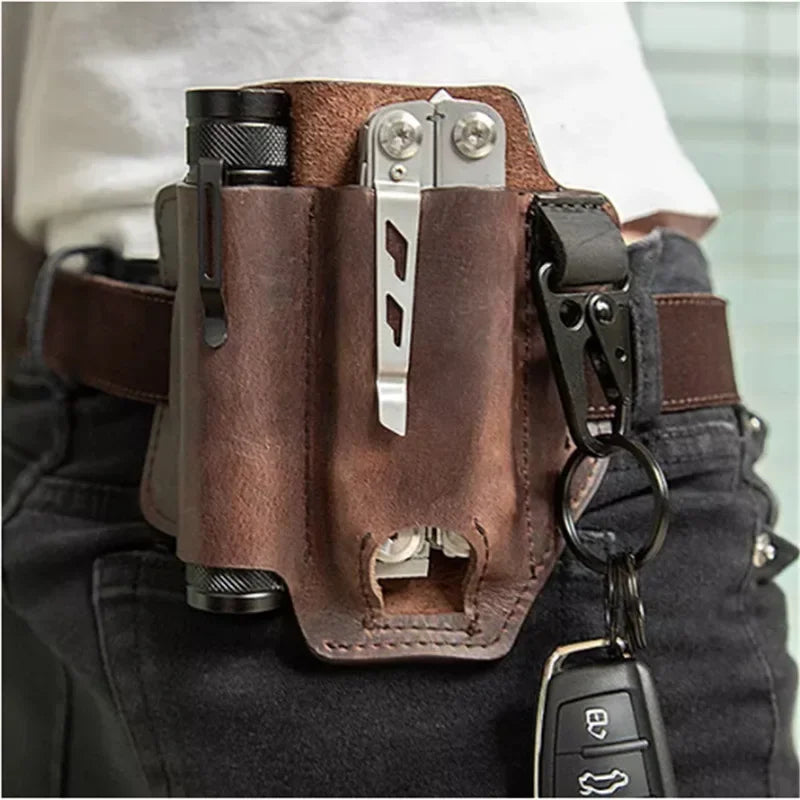 Cowhide Leather Owl Buckle Tactical Multifunctional Belt Cover