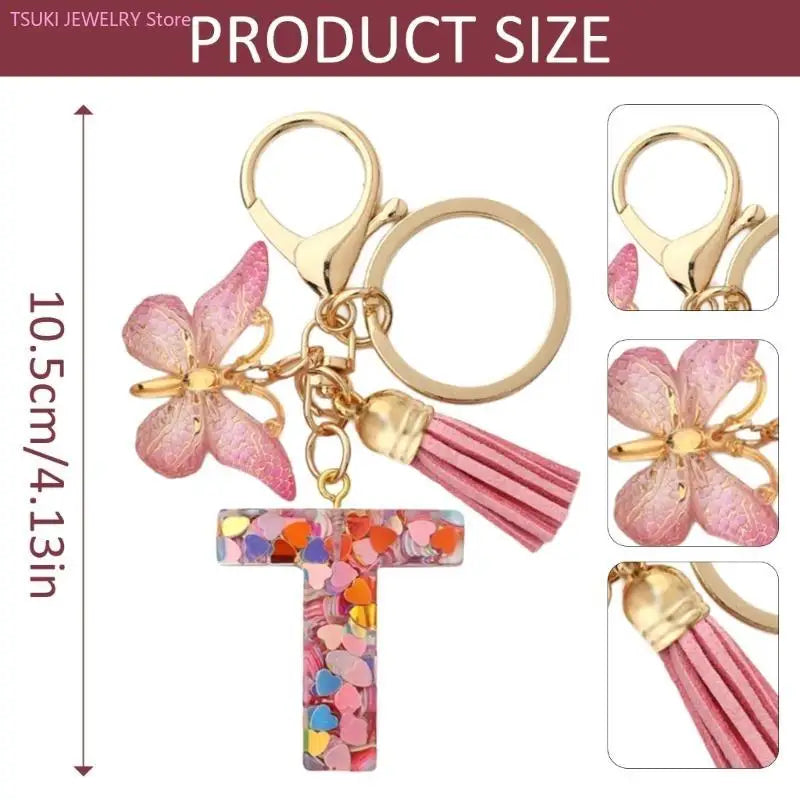 Butterfly Letter Keychain Tassel Design Vibrant Durable Lightweight Gift