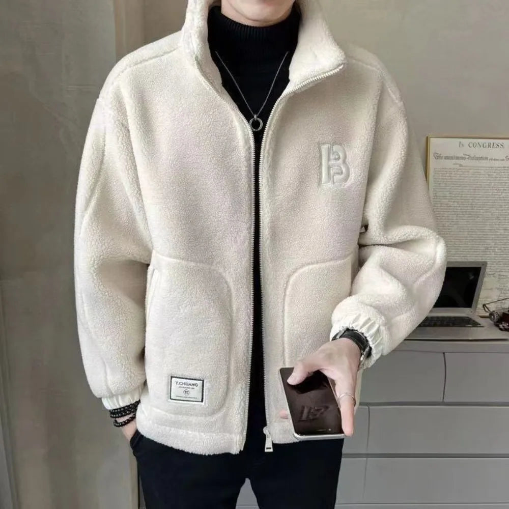 Big synthetic fur jacket for men