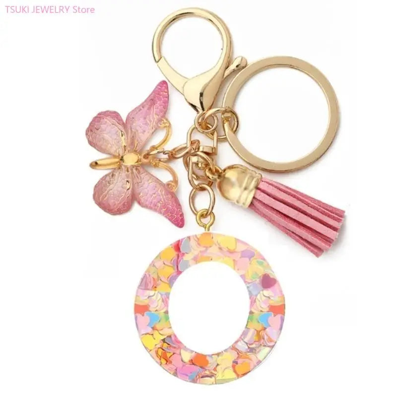 Butterfly Letter Keychain Tassel Design Vibrant Durable Lightweight Gift