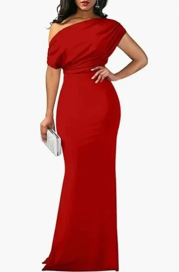 2025 WOMEN'S ELEGANT SLEEVELESS OFF SHOULDER BODYCON LONG FORMAL PARTY EVENING DRESS